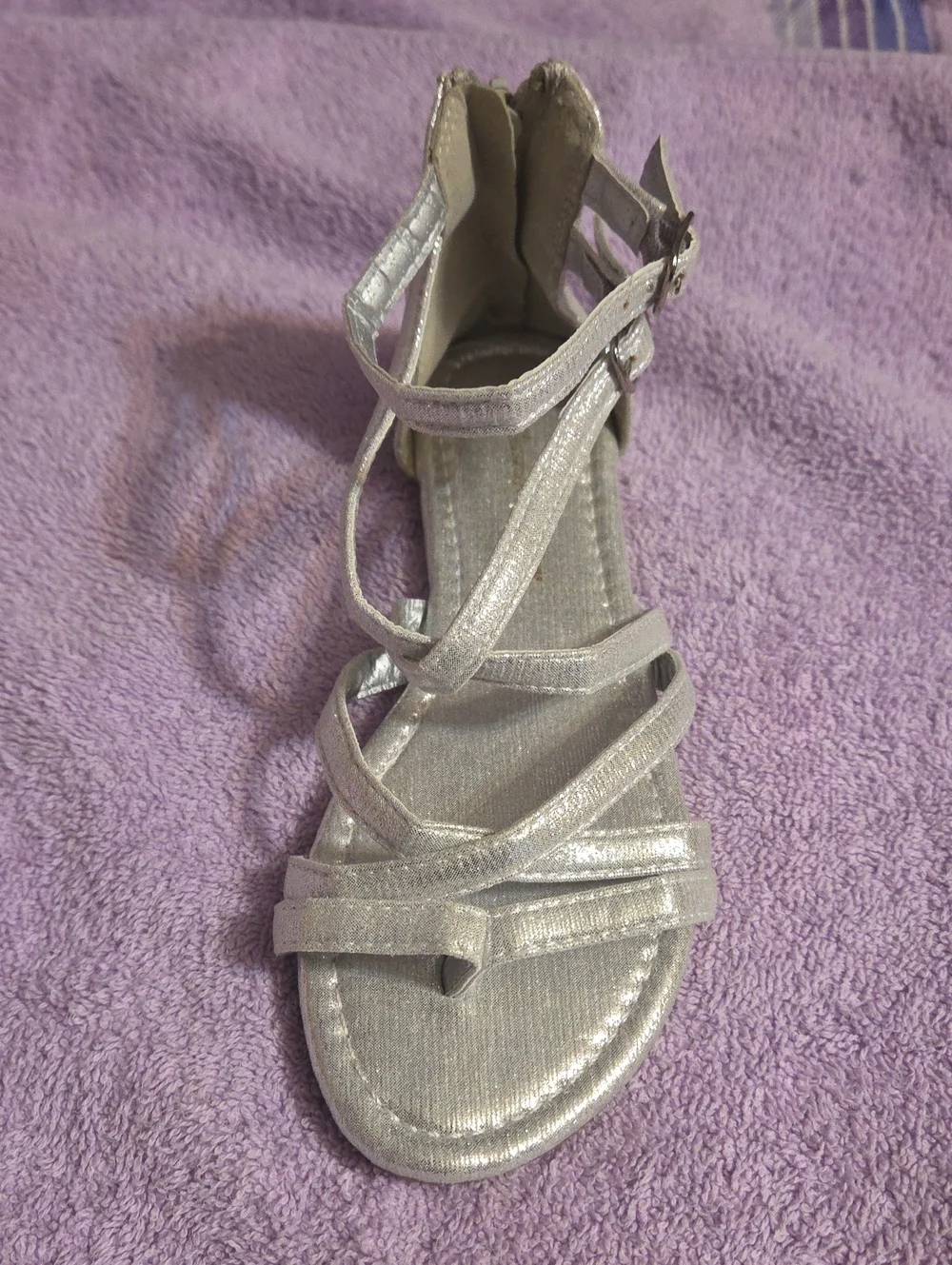 Girls Silver Strappy Sandals